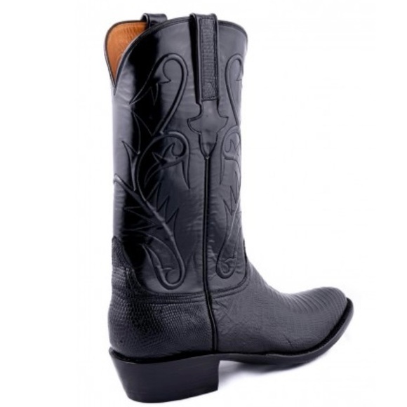 Lucchese Boots Genuine 1 piece Lizard bottoms & Goat Top Leather Black 10.5 2E - Picture 11 of 16